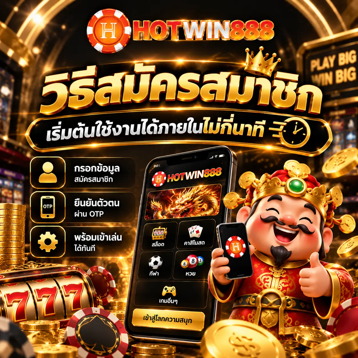 วิธีสมัครสมาชิก HOTWIN888 แบบเป็นขั้นตอน
